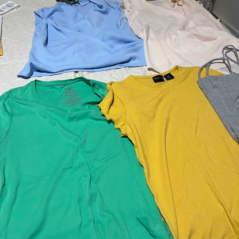 Yellow Ribbed Tee and Green Tee Bundle